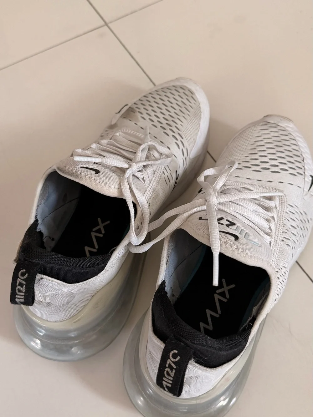 Nike Air Max 270 Men's White with Black Swoosh Sneakers